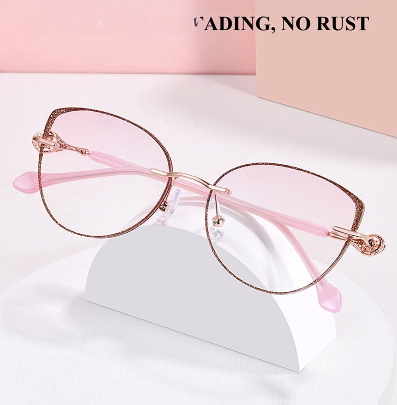 Chashma Womens Rimless Round Cat Eye Titanium Eyeglasses 652058 — view 2 | Chashma at FuzWeb