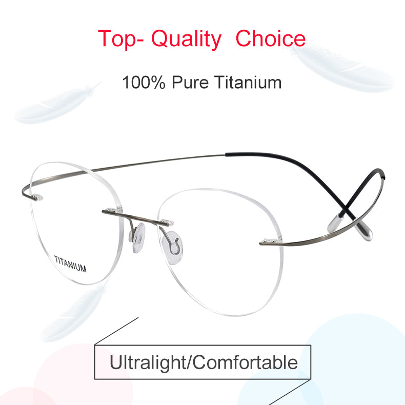 Krasivyy Unisex Rimless Round Titanium Eyeglasses Kr16017 — view 1 | Krasivyy at FuzWeb