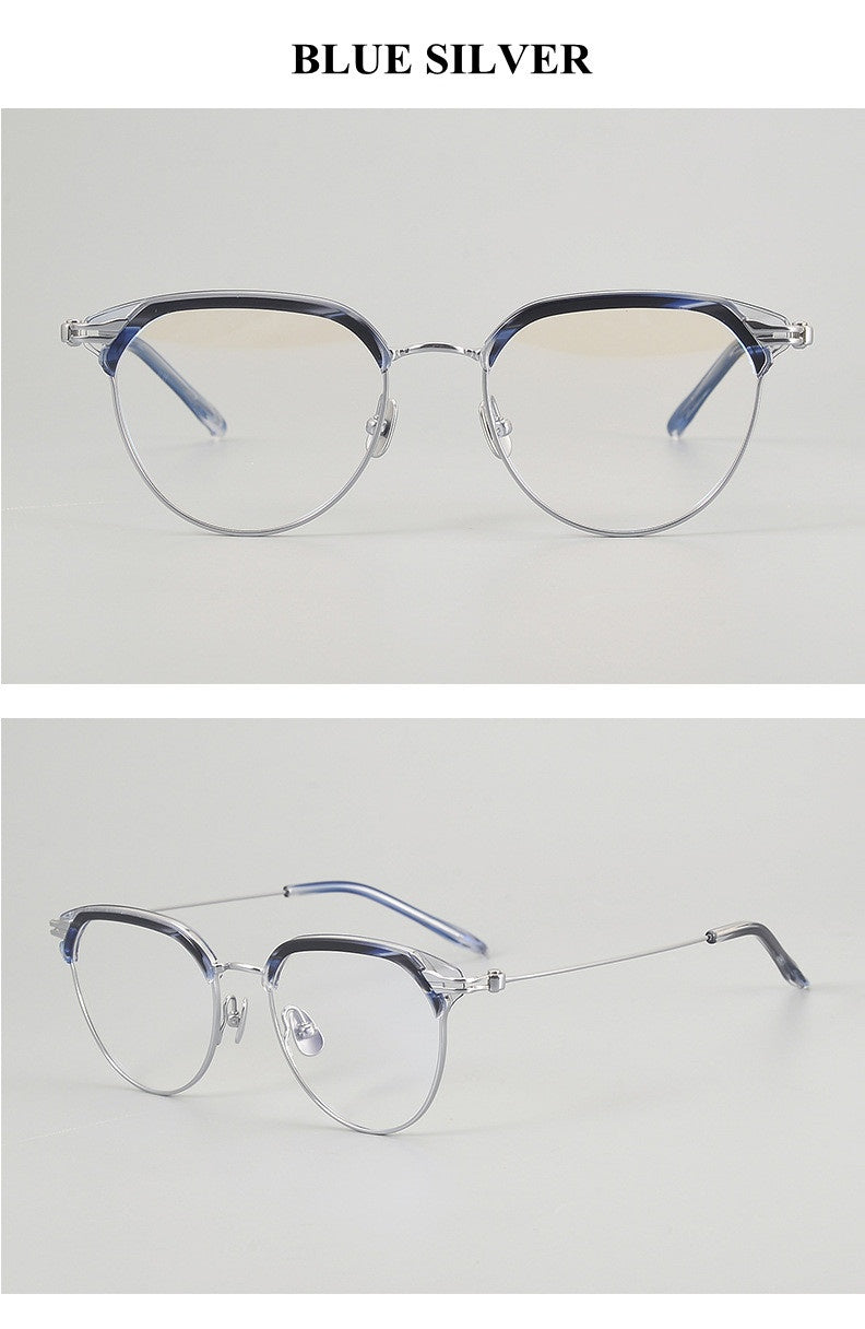 Chashma Unisex Full Rim Oval Round Acetate Titanium Eyeglasses 882410.