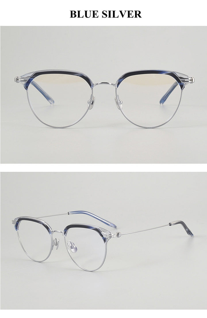 Chashma Unisex Full Rim Oval Round Acetate Titanium Eyeglasses 882410.