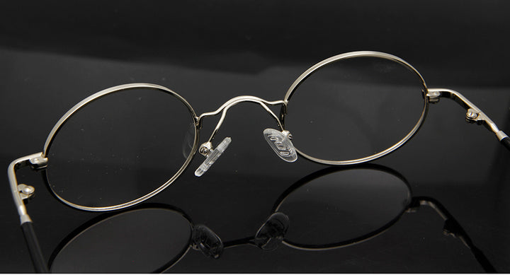 Esnbie Unisex Full Rim Small Oval Alloy Acetate Eyeglasses 18108 — view 5 | Esnbie at FuzWeb