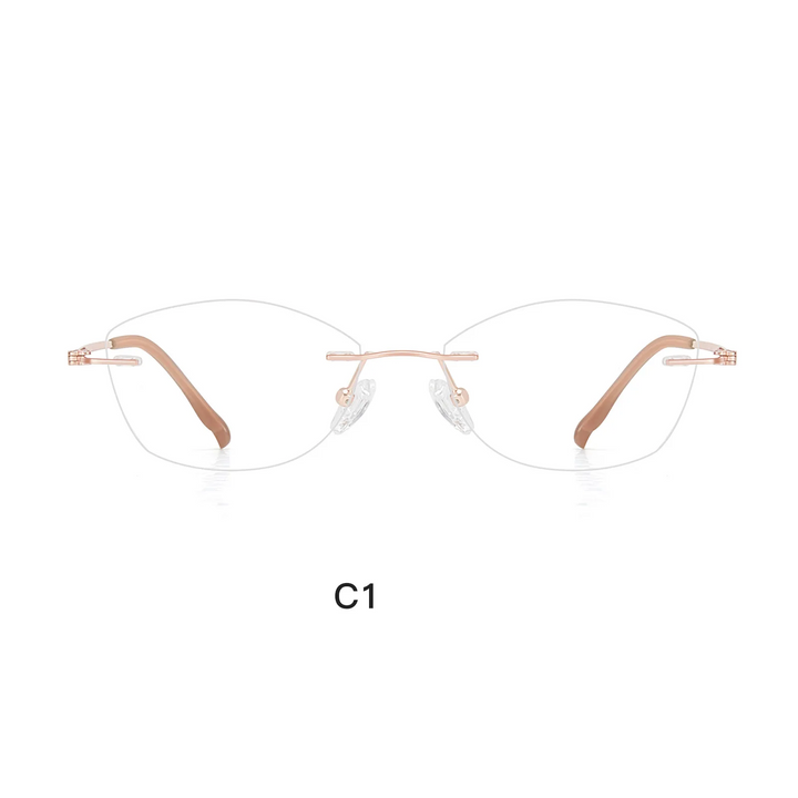 Gmei Optical 23023 women's rimless cat eye titanium alloy prescription eyeglasses — view 6