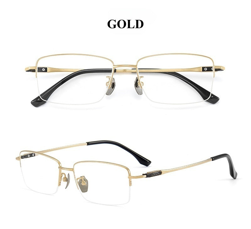 Chashma Ochki Unisex Semi Rim Big Square Titanium Eyeglasses 690053.