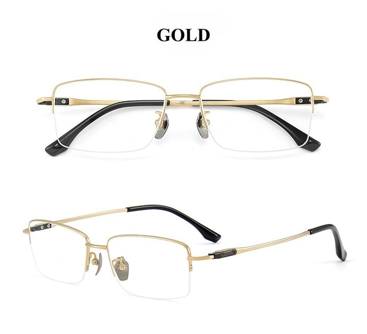 Chashma Ochki Unisex Semi Rim Big Square Titanium Eyeglasses 690053.