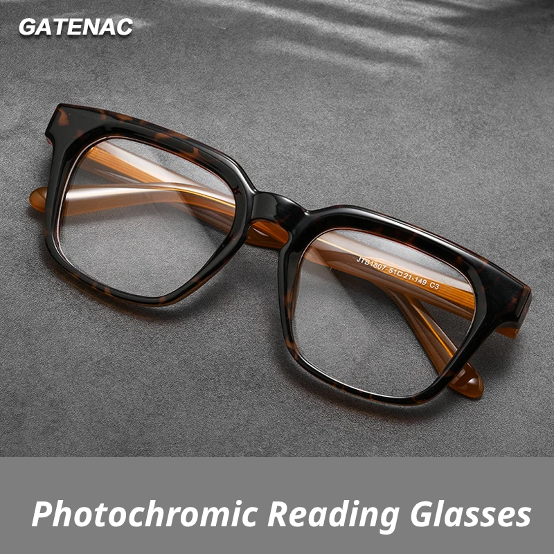 Gatenac Unisex Full Rim Square Acetate Reading Glasses G91807