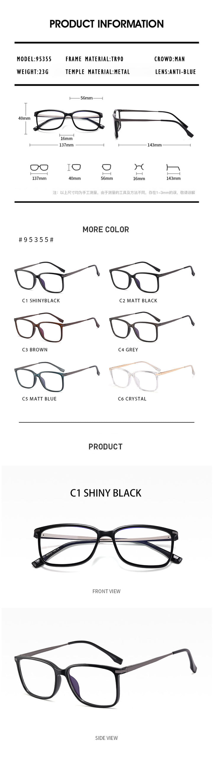 Kansept Womens Full Rim Rectangle Tr 90 Titanium Frames 953550 — view 2 | Kansept at FuzWeb