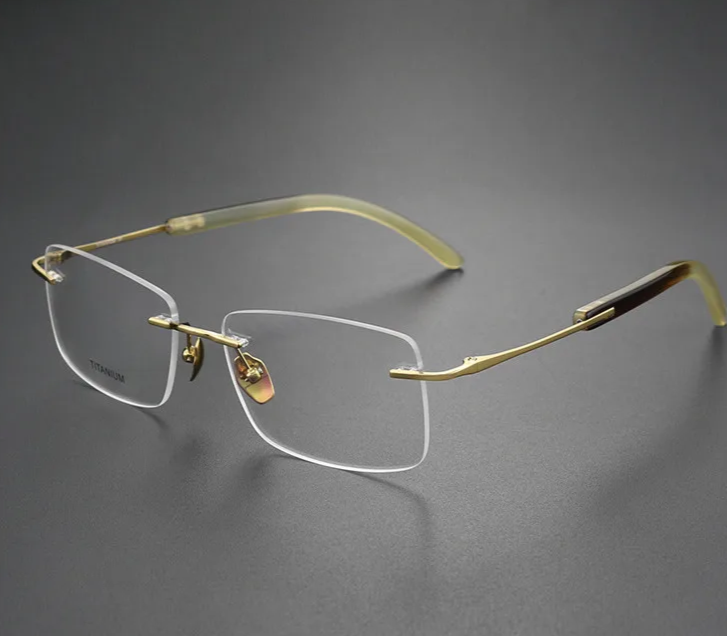 Chashma Unisex Rimless Square Titanium Customizable Eyeglasses 921029