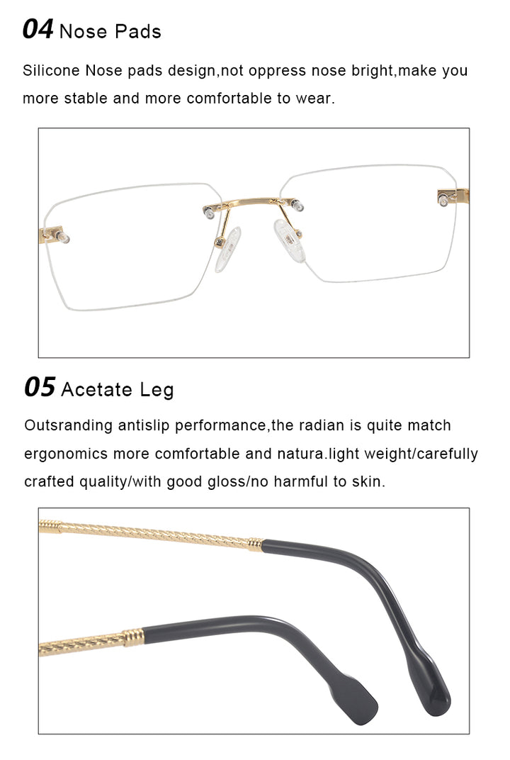 Krasivyy Unisex Rimless Flat Top Polygon Titanium Eyeglasses 650032.