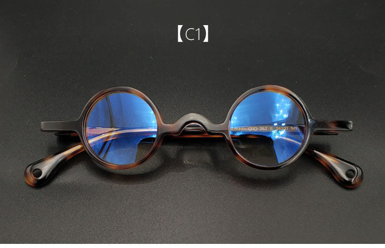 Yujo Unisex Full Rim Small Round 34mm Handcrafted Acetate Eyeglasses.