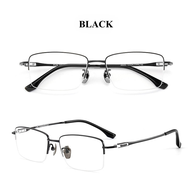 Chashma Ochki Unisex Semi Rim Big Square Titanium Eyeglasses 690053.