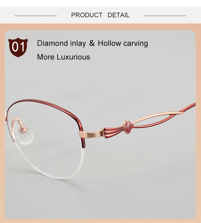 Krasivyy Womens Semi Rim Oval Square Titanium Eyeglasses 63011 — view 2 | Krasivyy at FuzWeb