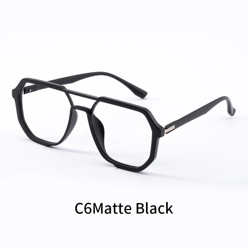 Xbora Unisex Full Rim Square Double Bridge Tr 90 Alloy Eyeglasses 7246.