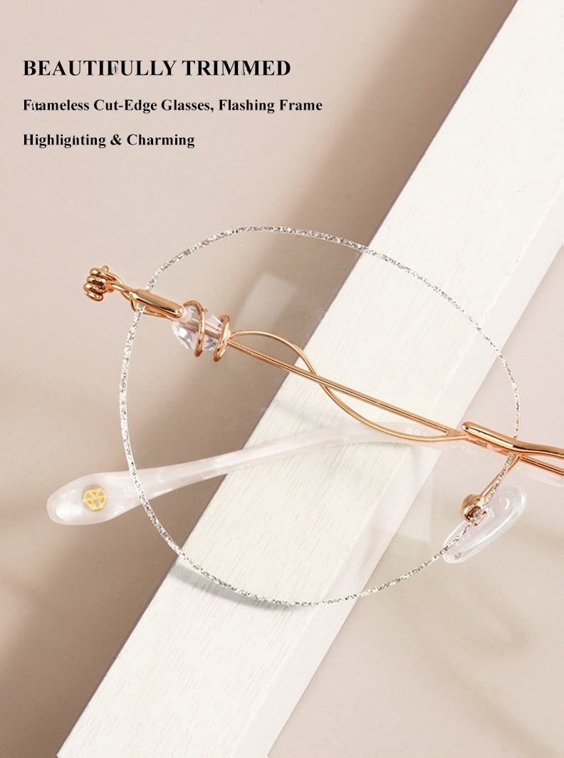 Chashma Womens Rimless Round Titanium Eyeglasses 88128 — view 2 | Chashma at FuzWeb
