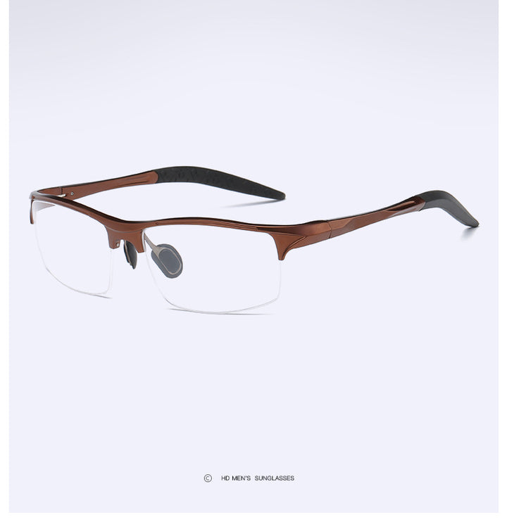 Hdcrafter Mens Semi Rim Square Rectangle Aluminun Alloy Frame Eyeglasses L8177 — view 13 | Hdcrafter Eyeglasses at FuzWeb