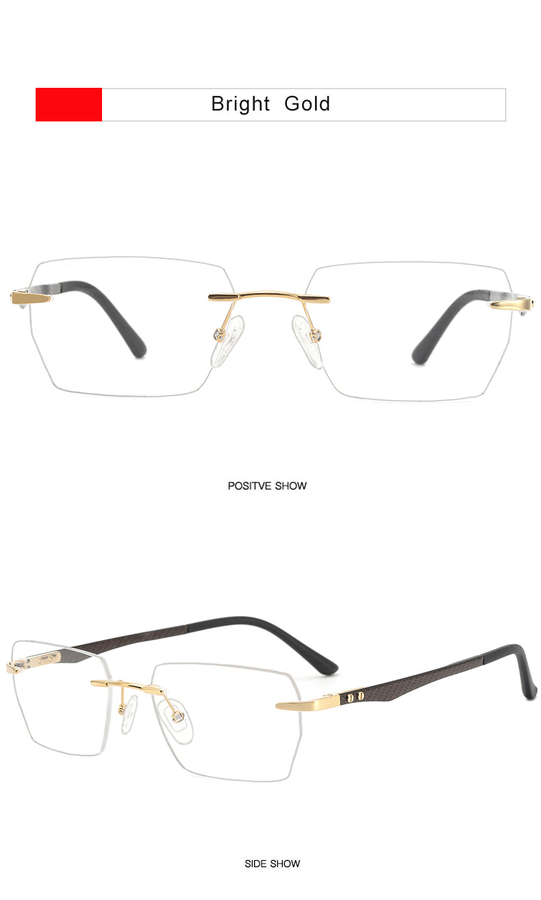 Krasivyy Mens Rimless Square Carbon Fiber Titanium Eyeglasses Kr16027 — view 9 | Krasivyy at FuzWeb
