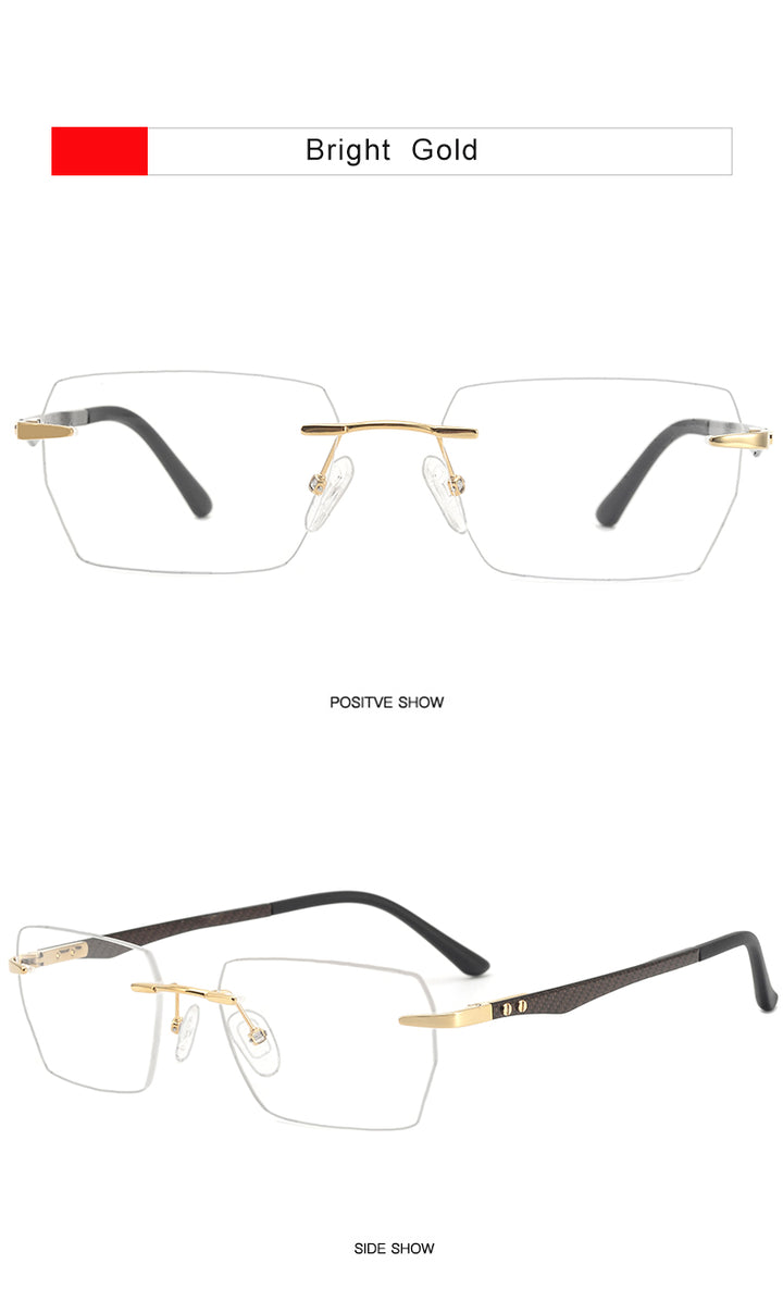 Krasivyy Mens Rimless Square Carbon Fiber Titanium Eyeglasses Kr16027 — view 9 | Krasivyy at FuzWeb