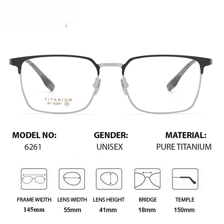 Chashma Ottica Unisex Full Rim Square Titanium Eyeglasses 976261 — view 2 | Chashma Ottica at FuzWeb