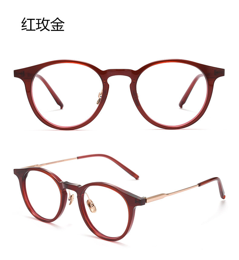 Bclear Unisex Full Rim Round Square Acetate Titanium Eyeglasses 298111.