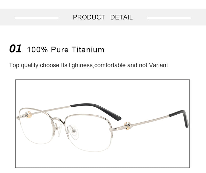 Krasivyy Unisex Semi Rim Oval Square Titanium Eyeglasses 310347.