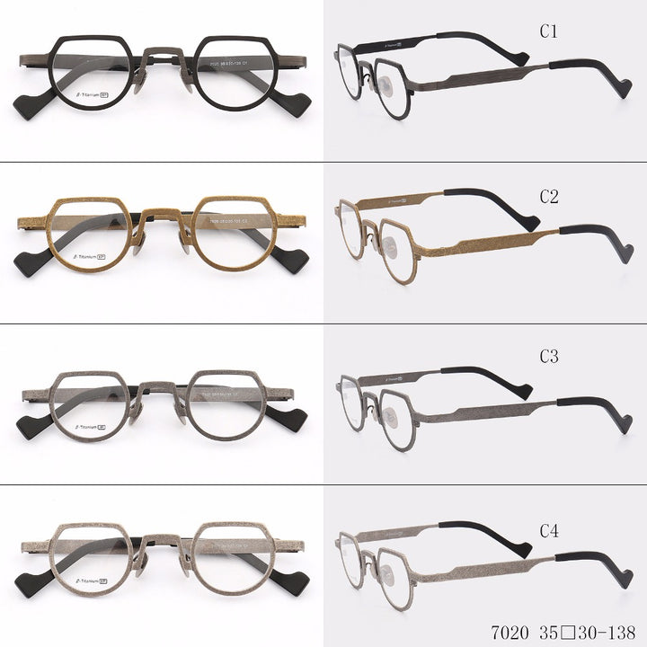 Muzz Mens Full Rim Irregular Flat Top Round Titanium Frame Eyeglasses T7020 — view 1 | Muzz at FuzWeb