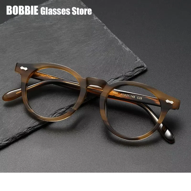 Bobbie Unisex Full Rim Oval Round Acetate Titanium Eyeglasses 765053