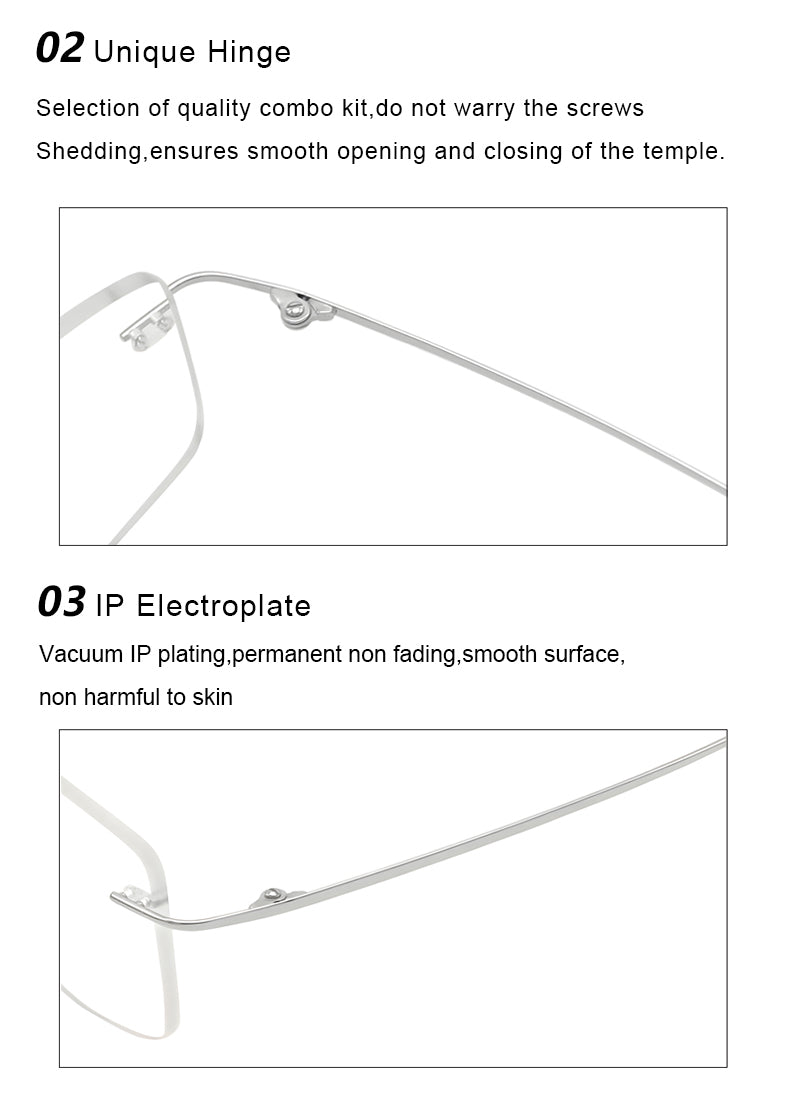 Krasivyy Unisex Rimless Square Titanium Eyeglasses 71611.