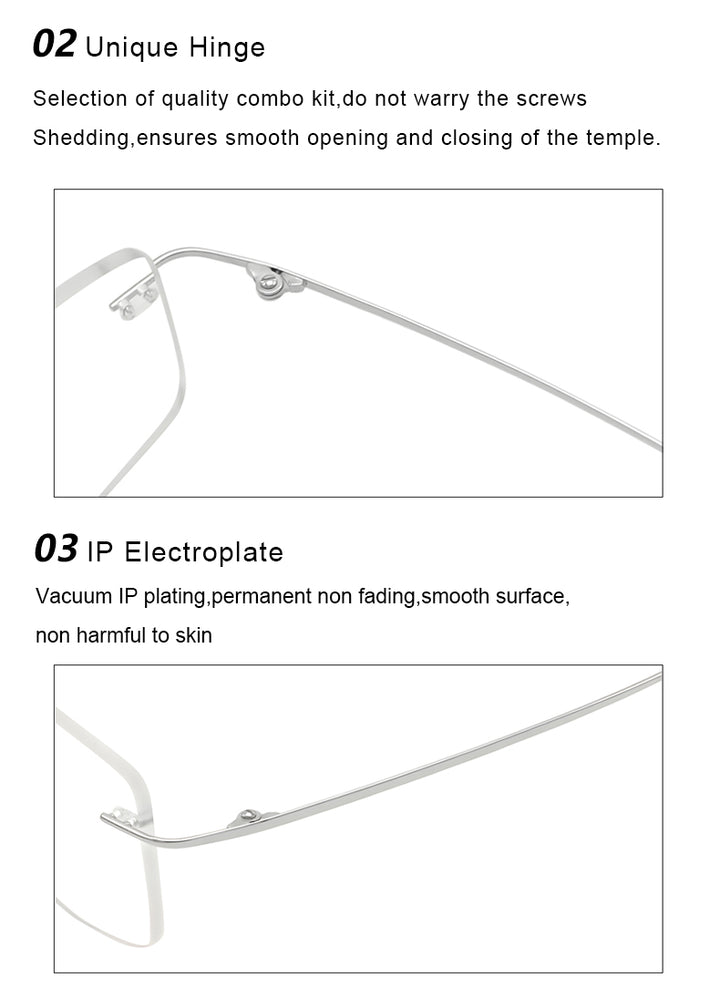 Krasivyy Unisex Rimless Square Titanium Eyeglasses 71611.