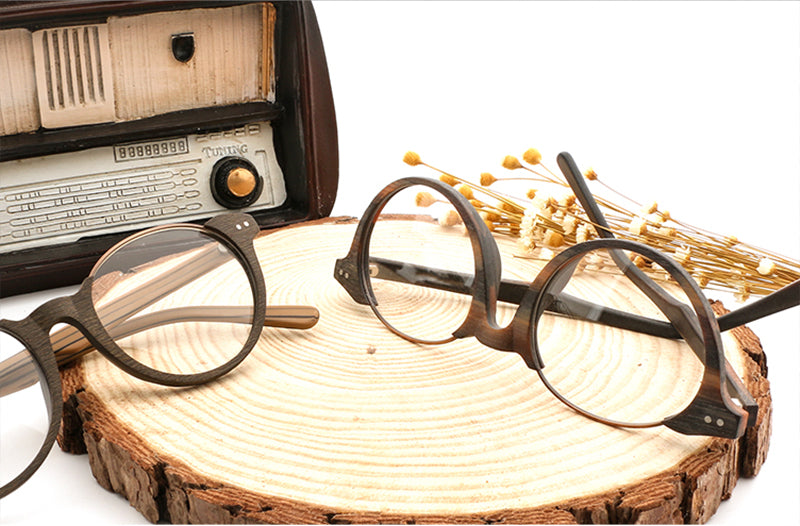 Hdcrafter Unisex Full Rim Square Wood Metal Frame Eyeglasses Ft5359.