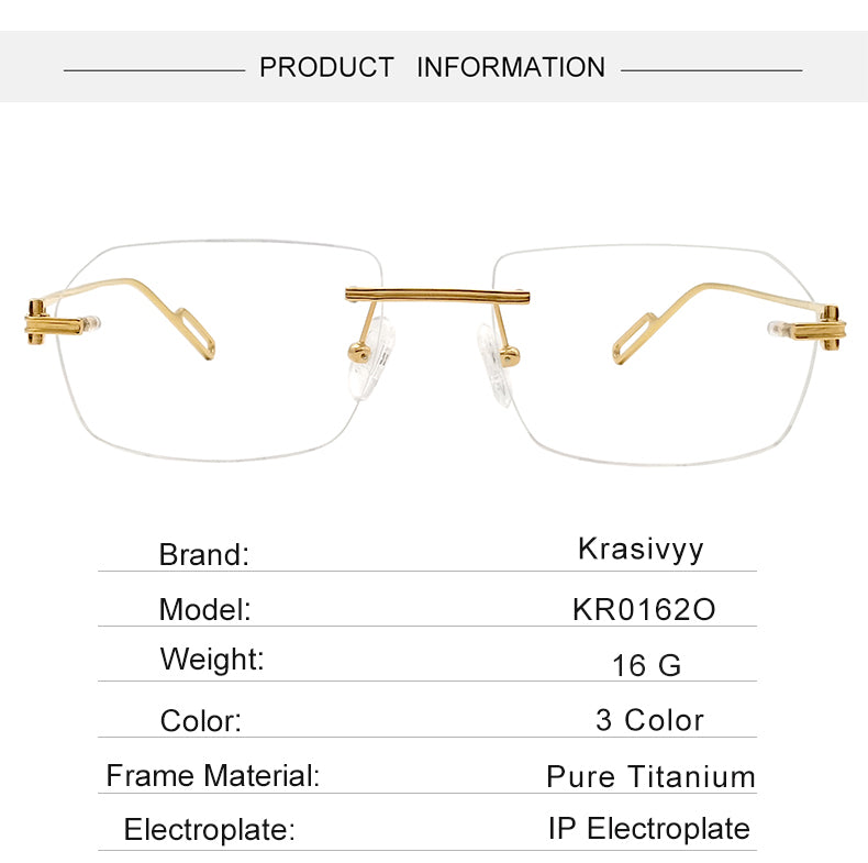 Krasivyy Unisex Rimless Polygon Square Titanium Eyeglasses 1620 — view 3 | Krasivyy at FuzWeb