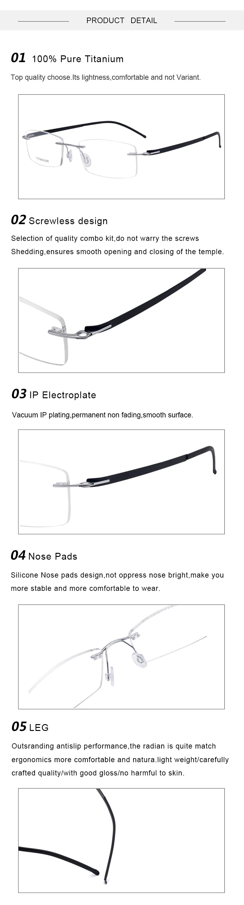Krasivyy Unisex Rimless Square Oval Titanium Eyeglasses 316028 — view 2 | Krasivyy at FuzWeb