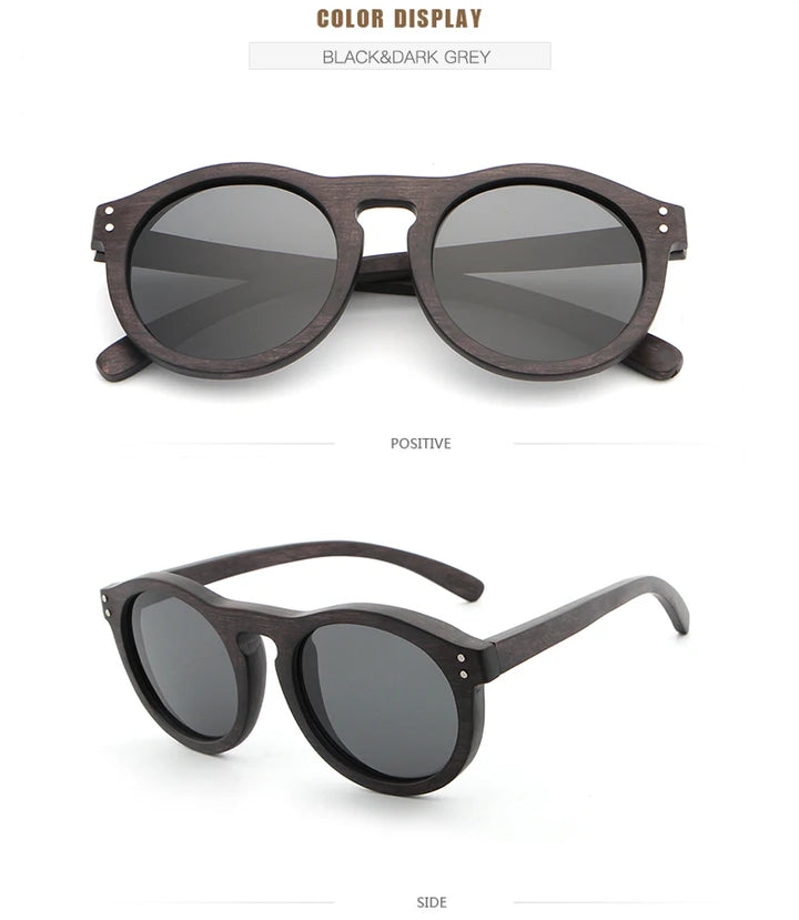 Hdcrafter Unisex Full Rim Round Bamboo Wood Frame Polarized Sunglasses Lw3016 — view 18 | Hdcrafter Sunglasses at FuzWeb