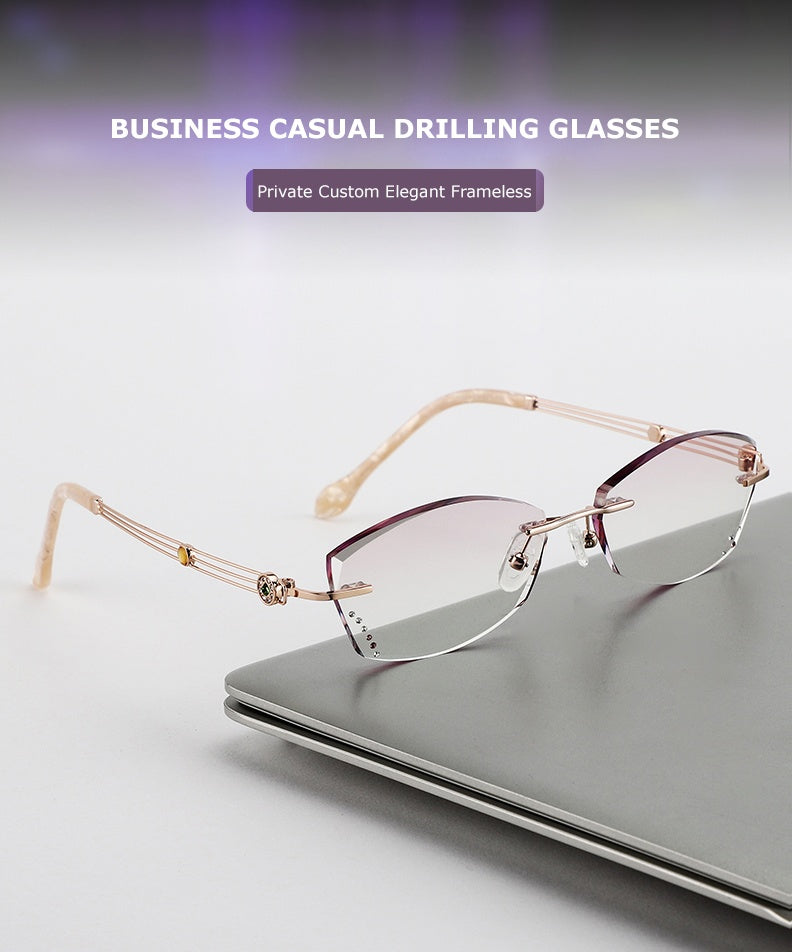 Chashma Womens Rimless Oval Titanium Eyeglasses 52008 — view 1 | Chashma at FuzWeb
