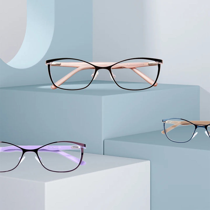 Kansept Womens Full Rim Square Cat Eye Stainless Steel Eyeglasses 759 — view 2 | Kansept at FuzWeb