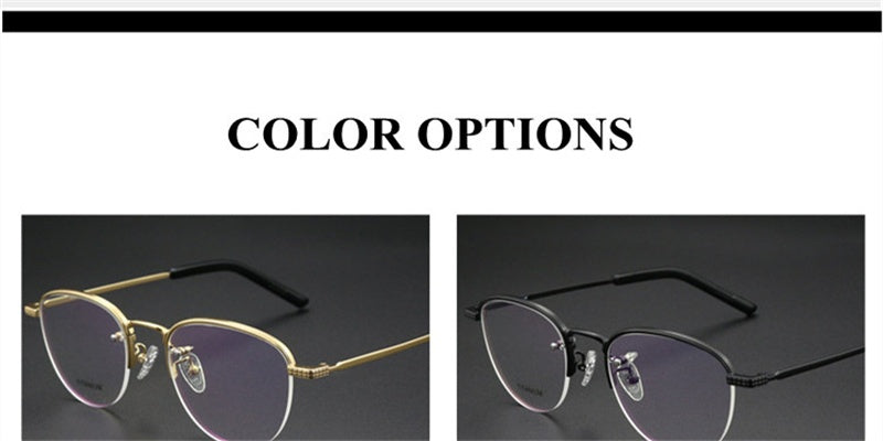 Chashma Mens Semi Rim Flat Top Round Titanium Eyeglasses 887050 — view 2 | Chashma at FuzWeb