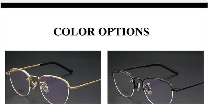 Chashma Mens Semi Rim Flat Top Round Titanium Eyeglasses 887050 — view 2 | Chashma at FuzWeb