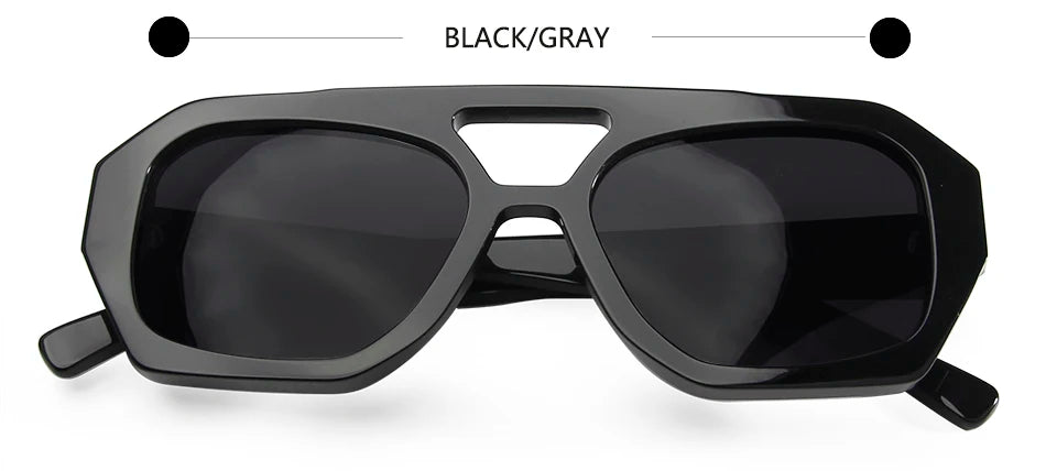 Esnbie Unisex Full Rim Square Double Bridge Acetate Sunglasses 230381.
