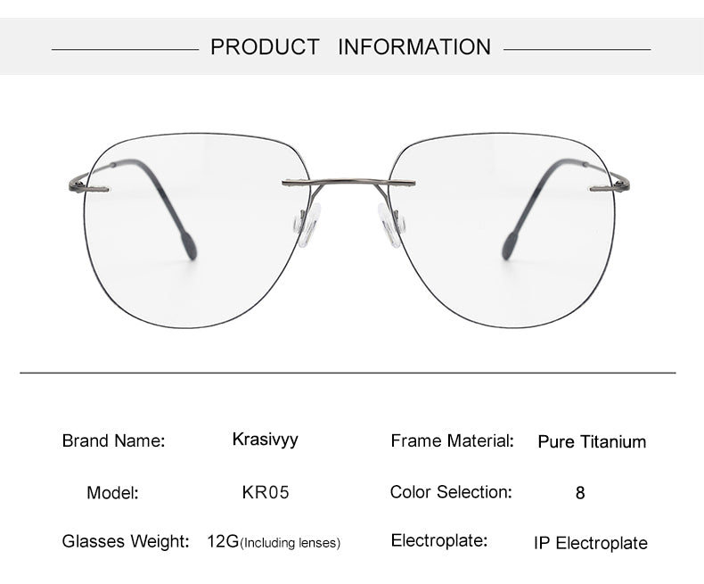 Krasivyy Unisex Rimless Oval Titanium Eyeglasses Kr05 — view 3 | Krasivyy at FuzWeb
