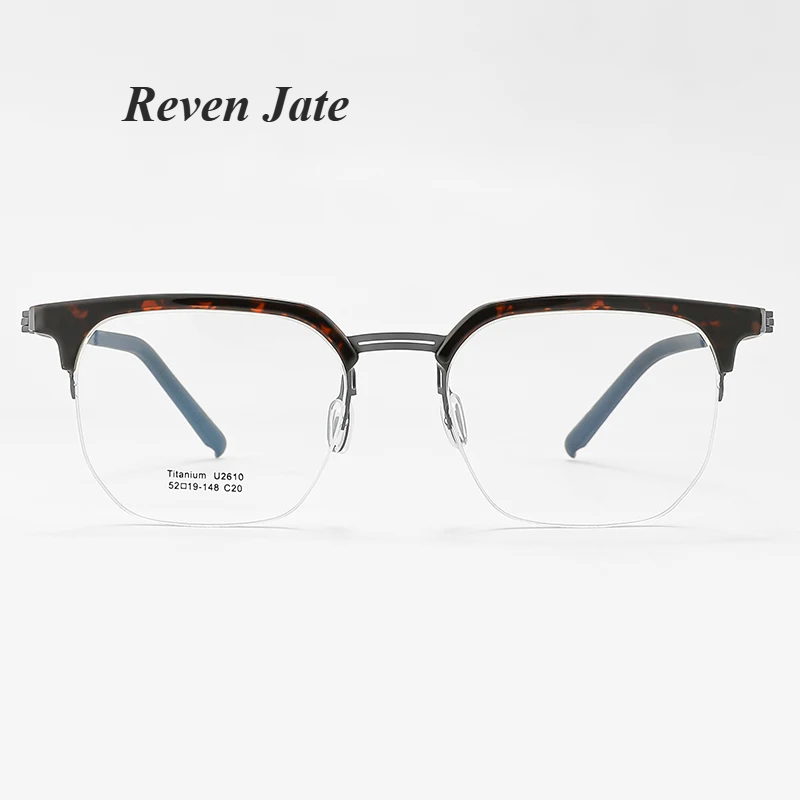 Reven Jate Men's Full Rim Square Titanium Acetate Eyeglasses 62610