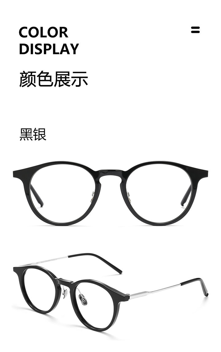 Bclear Unisex Full Rim Round Square Acetate Titanium Eyeglasses 298111 — view 2 | Bclear at FuzWeb