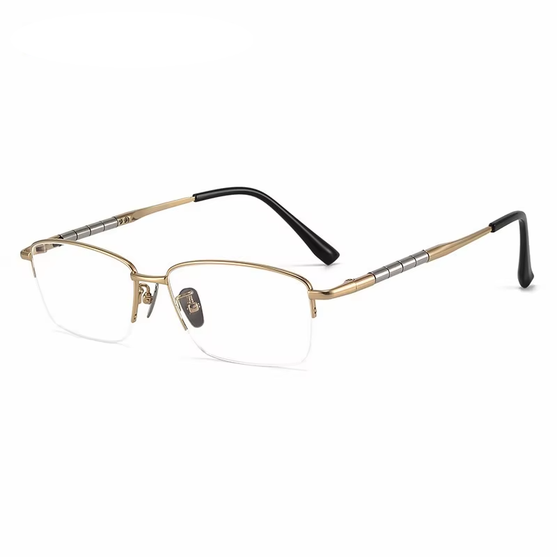 Eleccion Unisex Semi Rim Square Oval Titanium Eyeglasses 98279