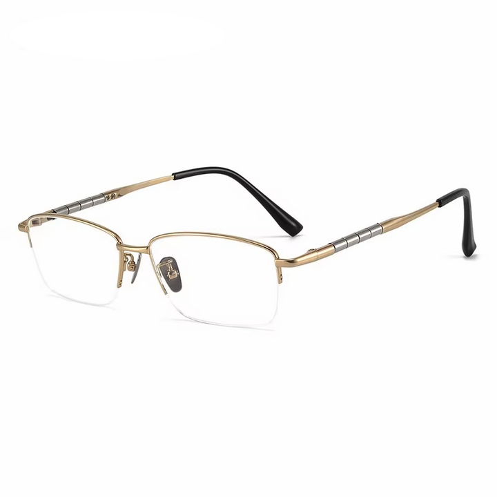 Eleccion Unisex Semi Rim Square Oval Titanium Eyeglasses 98279