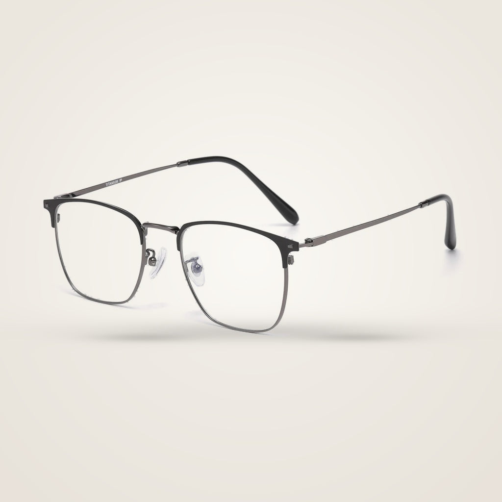 Bclear Unisex Half Rim Round Pure Titanium Eyeglasses WW4070 — view 1 | Bclear at FuzWeb