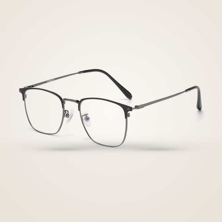 Bclear Unisex Half Rim Round Pure Titanium Eyeglasses WW4070 — view 1 | Bclear at FuzWeb