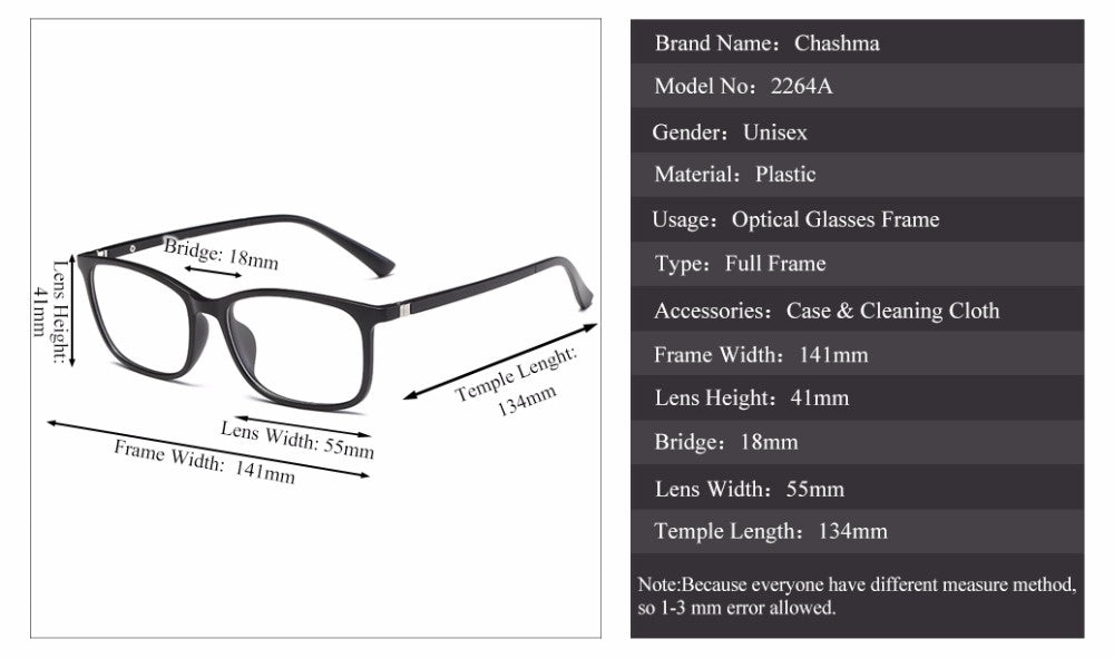 Chashma Ochki Unisex Full Rim Square Tr 90 Eyeglasses Clip On Sunglasses 2263/64 — view 1 | Chashma Ochki at FuzWeb