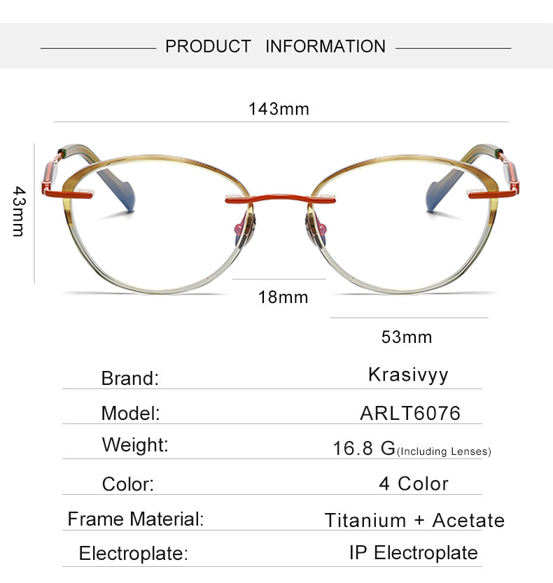 Krasivyy Unisex Full Rim Oval Square Titanium Acetate Eyeglasses 316076 — view 1 | Krasivyy at FuzWeb