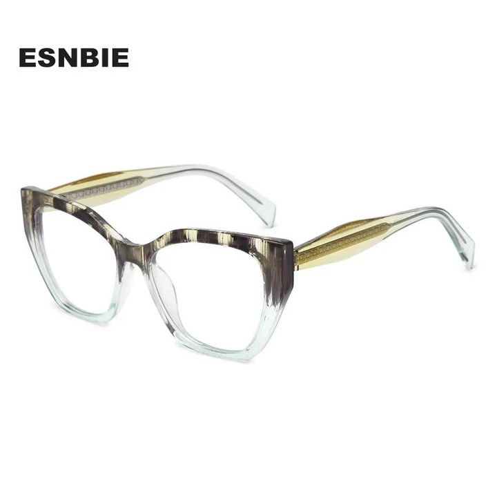 Esnbie Unisex Full Rim Square Cat Eye Tr 90 Titanium Eyeglasses 24071