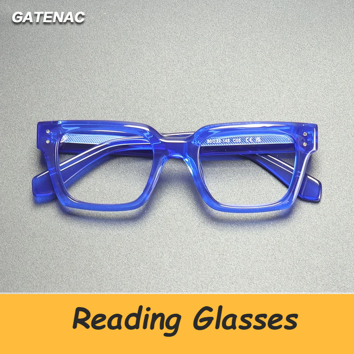 Gatenac Unisex Full Rim Square Brow Line Acetate Reading Glasses G2417
