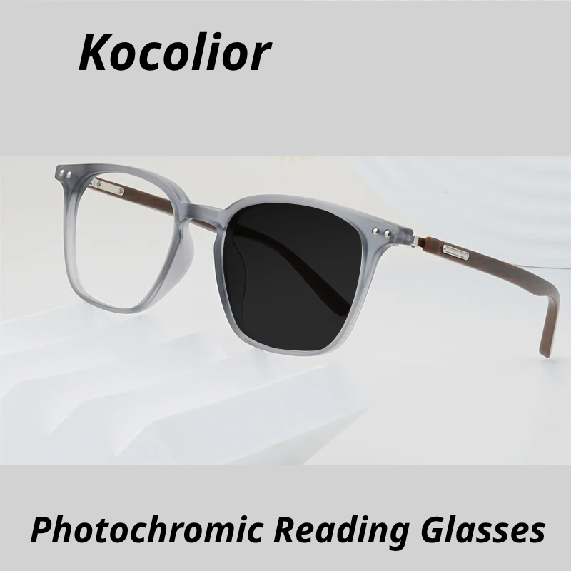 Kocolior Unisex Full Rim Square Tr 90 Alloy Photochromic Reading Glasses 766121