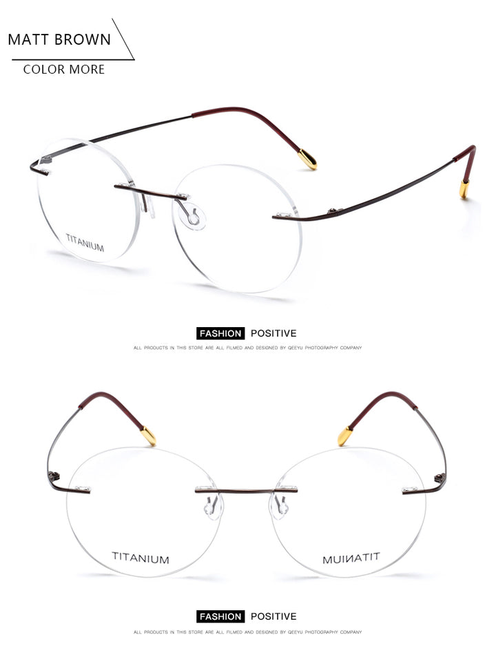 Krasivyy Unisex Rimless Round Titanium Eyeglasses Kr6012.