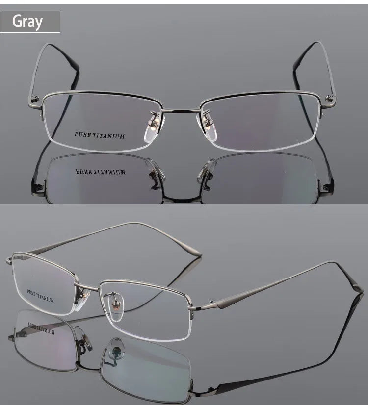 Unisex Titanium Half Rim Eyeglasses Round Box Frame 8272 — view 11 | Bclear at FuzWeb